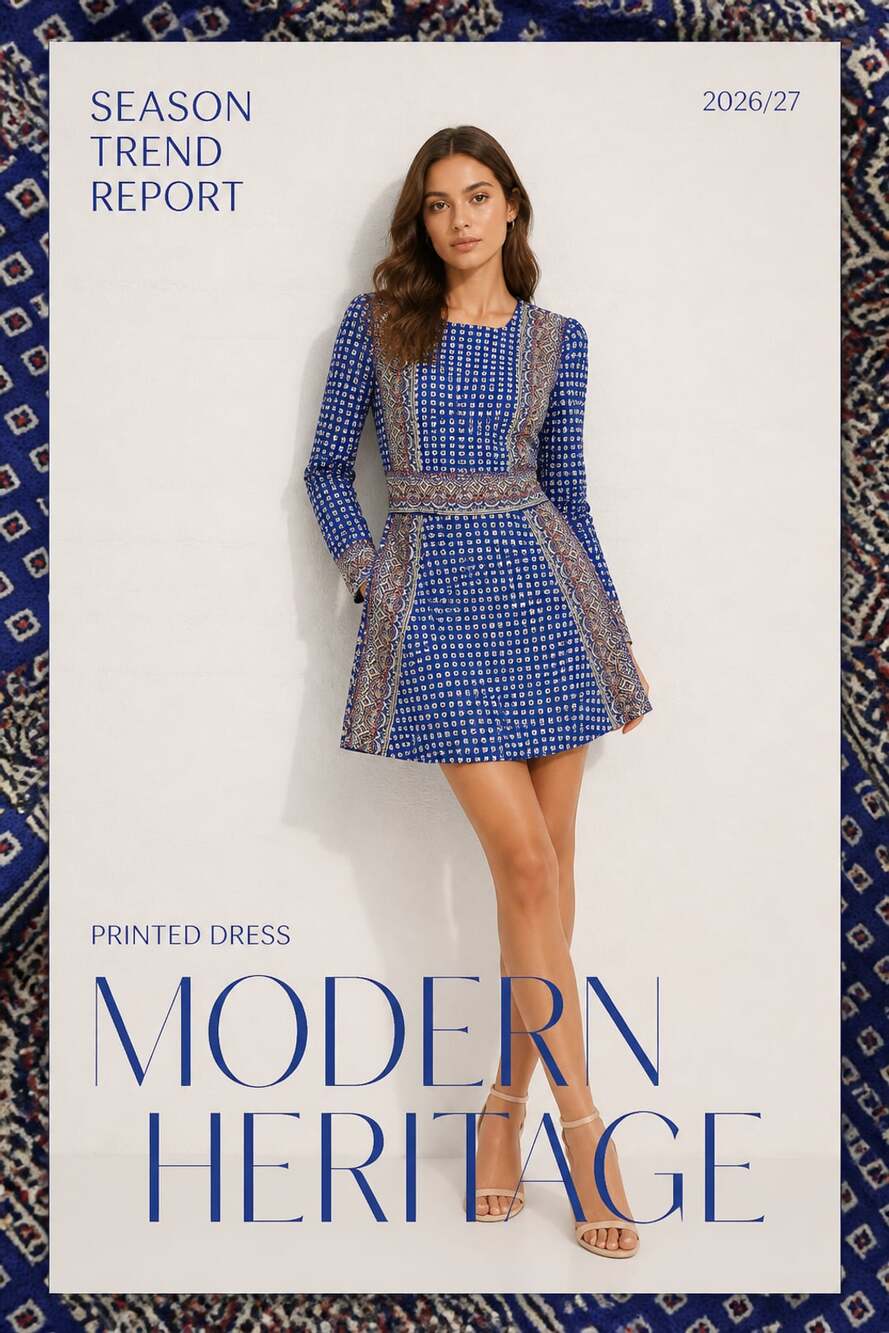 Madewell B5377 Silk Dress Blue Printed Long Sleeve Mini XXS